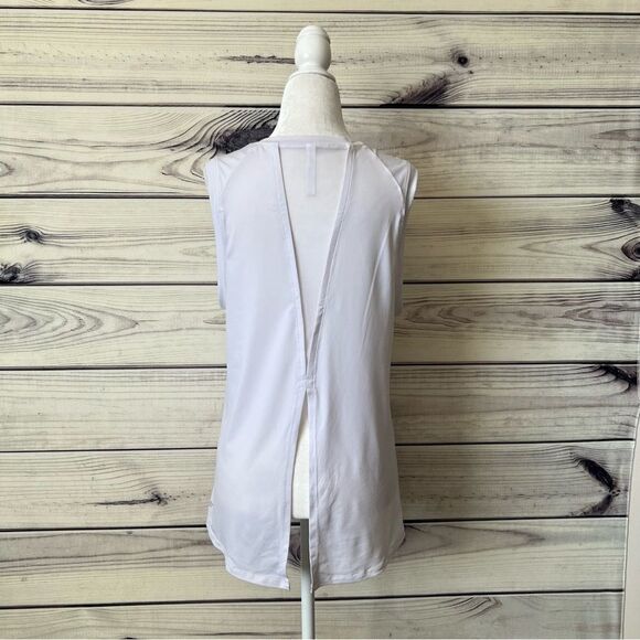 Fabletics White Lightweight Split Back Athletic Tank Top - Picture 5 of 9